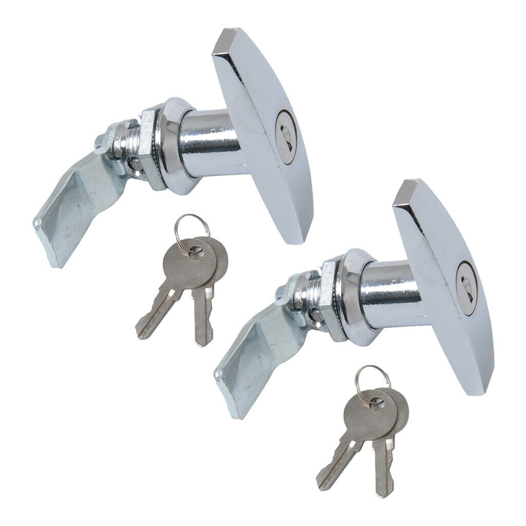 Pack of 2 Garage Door Lock T Handle Assembly High-Polished For Yacht Trailer