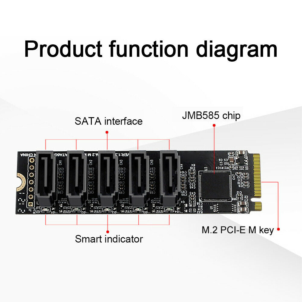 Adapter Card JMB585 5 Port Hard Disk Drive Expansion Card for PH56 M.2 SATA 6GB