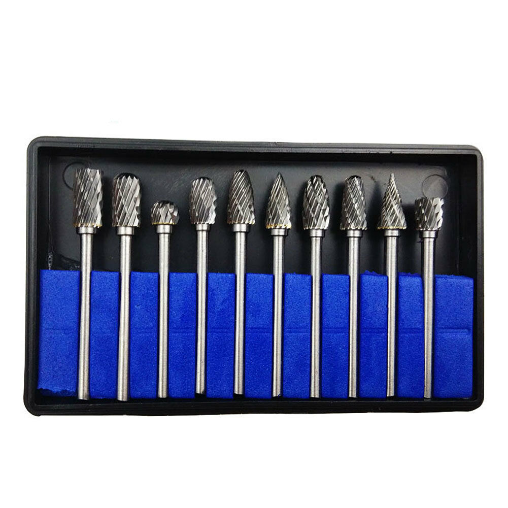 10PCS Tungsten Carbide Cutting Burr Set Drill Bits rotary grinder grinding Tool