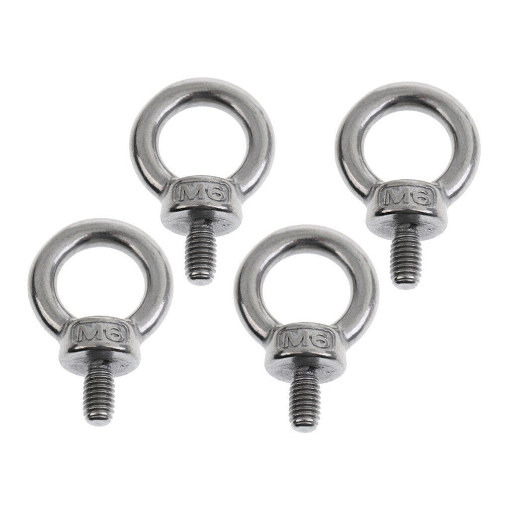 4pcs Stainless Steel DIN 580 Machine Shoulder Lift Eye Bolt Marine M6 x 11mm