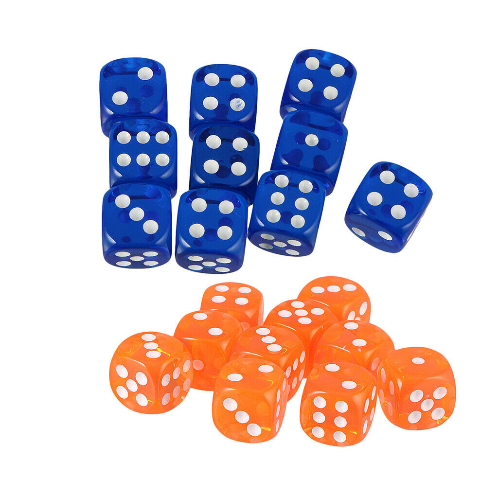 20 Pieces Acrylic Six Sided D6 Dice for TRPG Party Board Game Toys