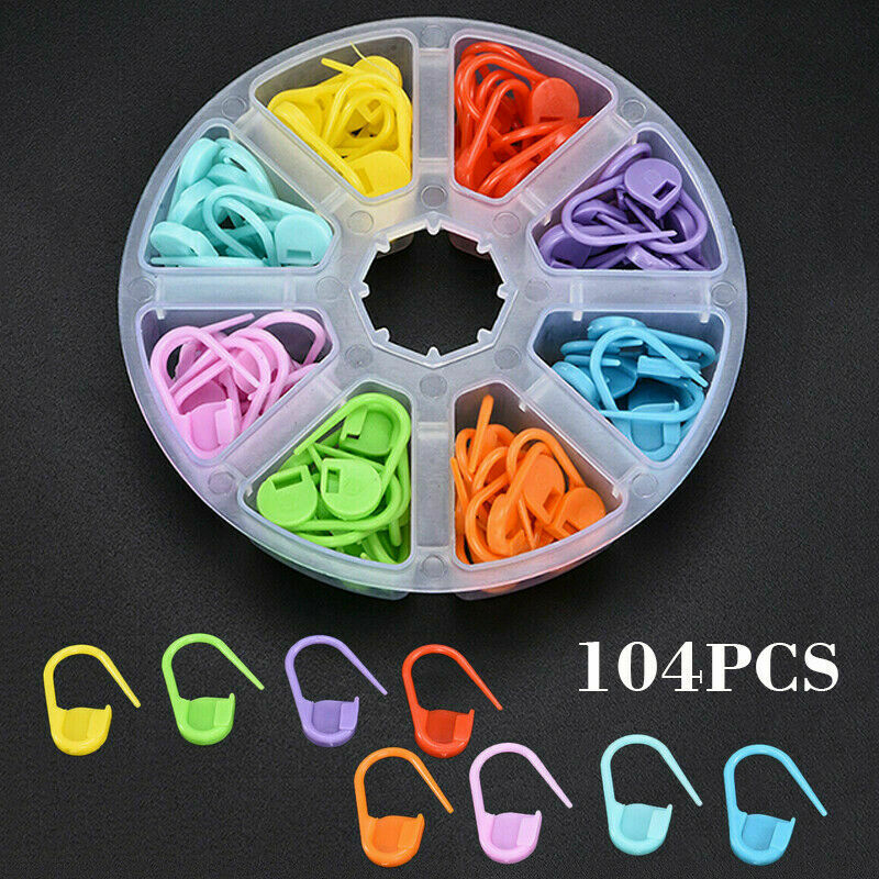 104pc/kit Knitting Crochet Locking Stitch Needle Clip Markers Holder Tool