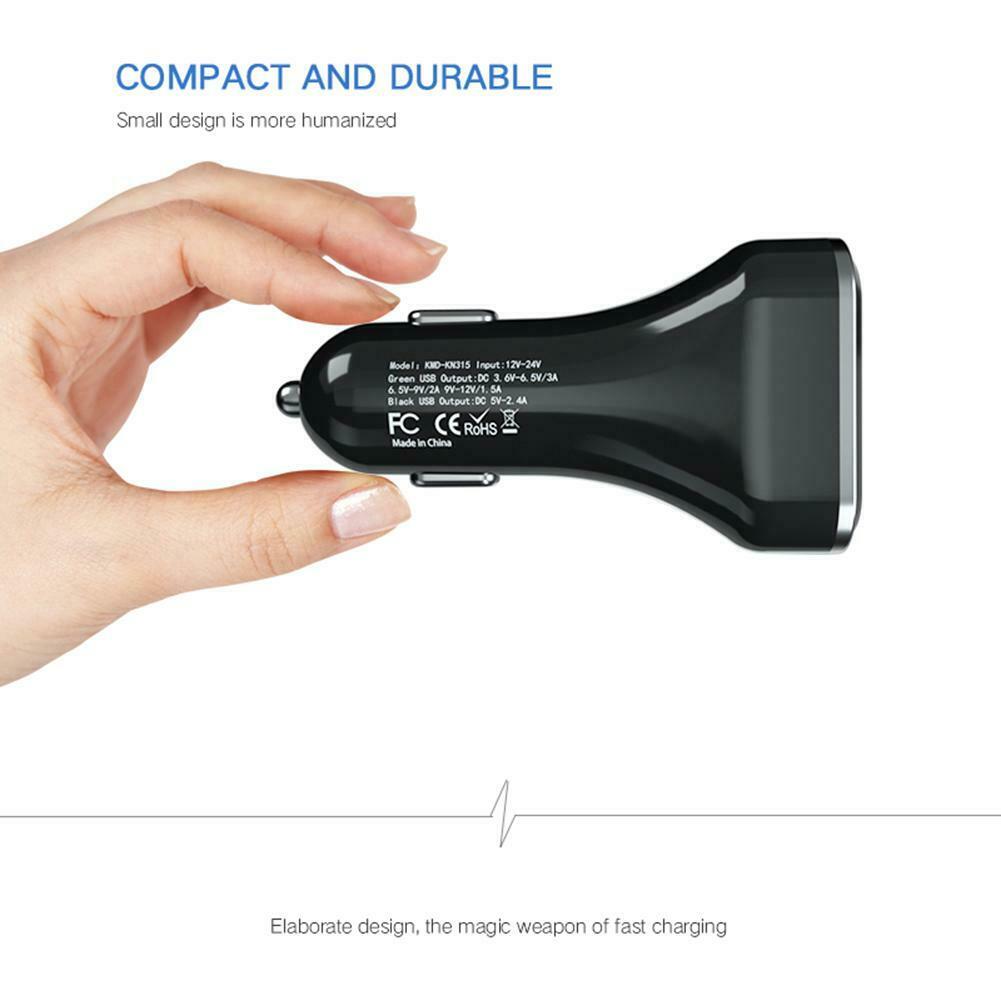 Digital LCD Display Dual USB Car Charger 3.0A Fast Charging Power Adapter @