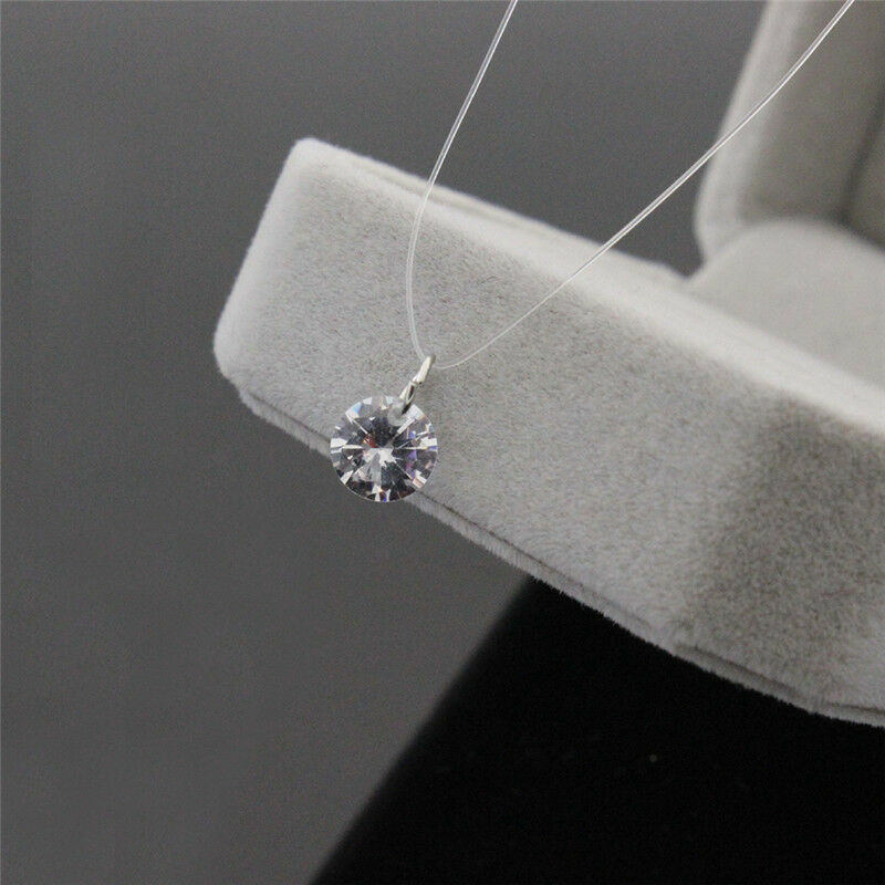 Women Transparent Fishing Line Clavicle Necklace Zircon Pendant Necklace HFU Rf