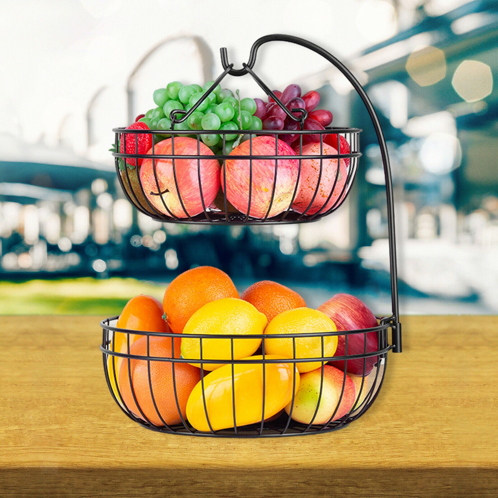 Countertop Fruit Storage Basket Rack for Vegetables Kitchen Restaurant Table