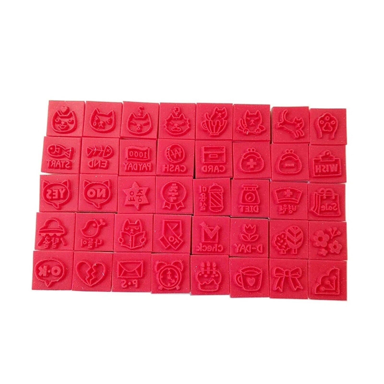 Cute Cartoon Stamps Set Multipurpose DIY Diary Cards Cat Stamps Craft, 40 pcs