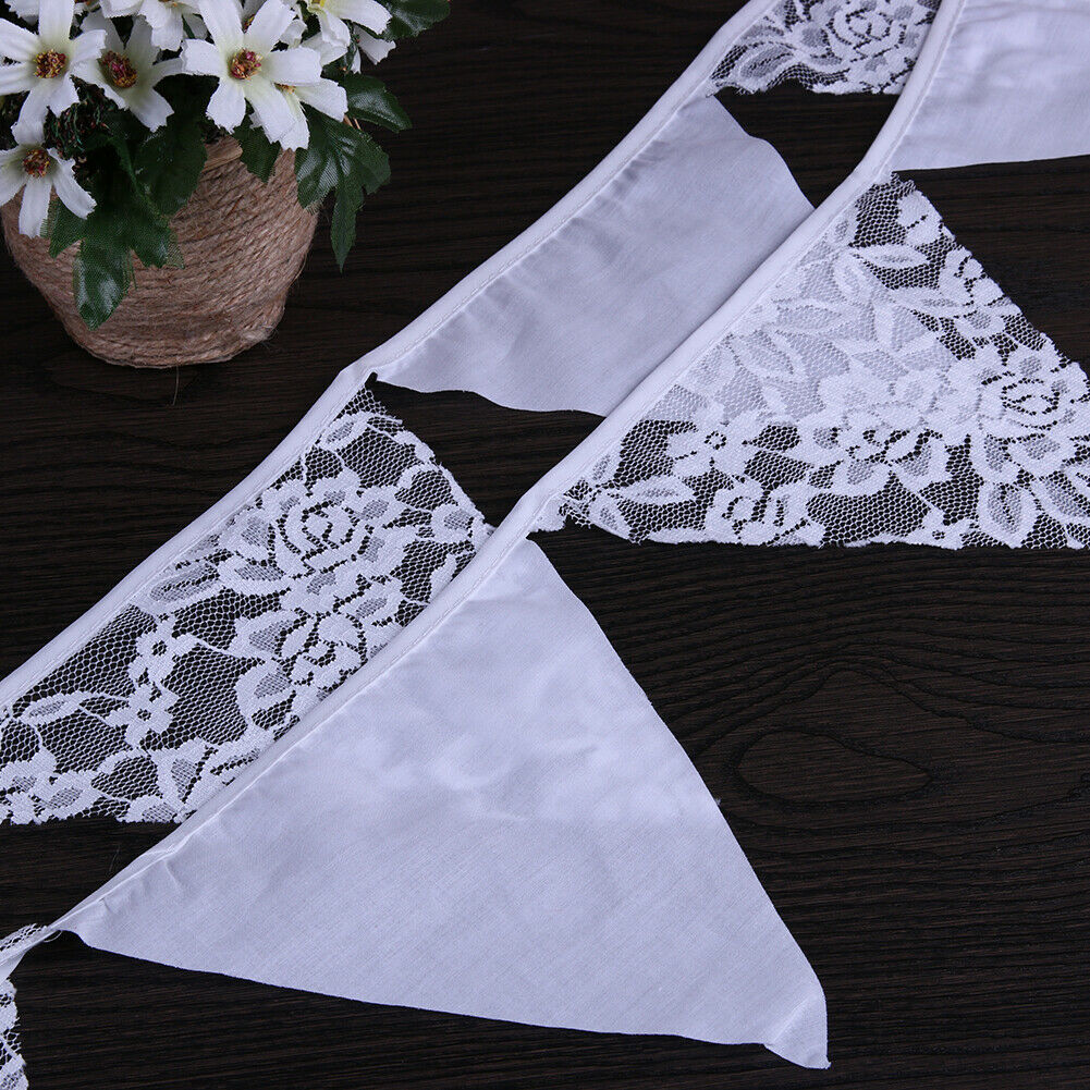 12 Flags Lace Rose Cotton Flag Banner Pennant Wedding/Birthday Party Decor @