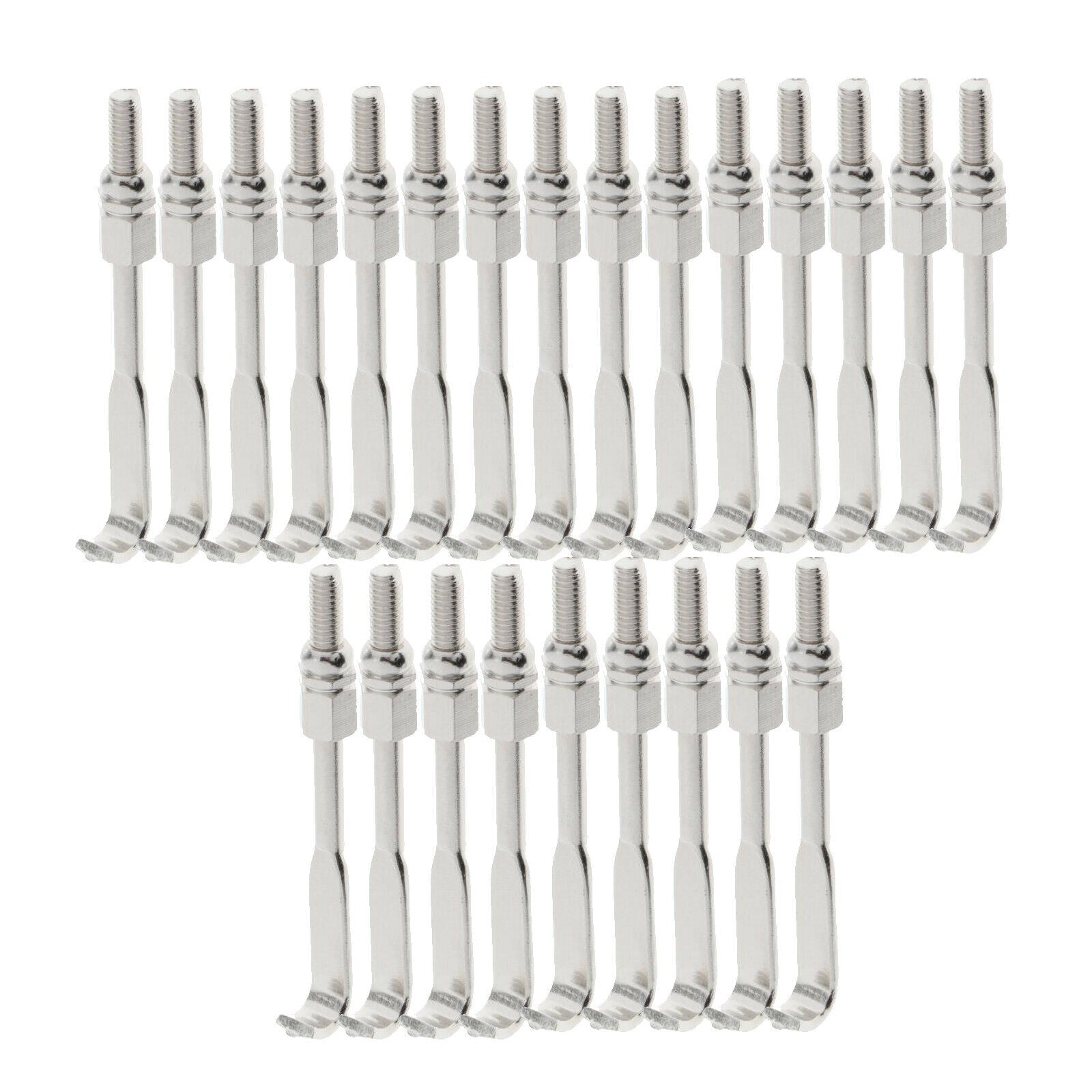 Set of 24 Pieces Chrome Plated Traditional Banjo Flat Thread Hooks Banjo