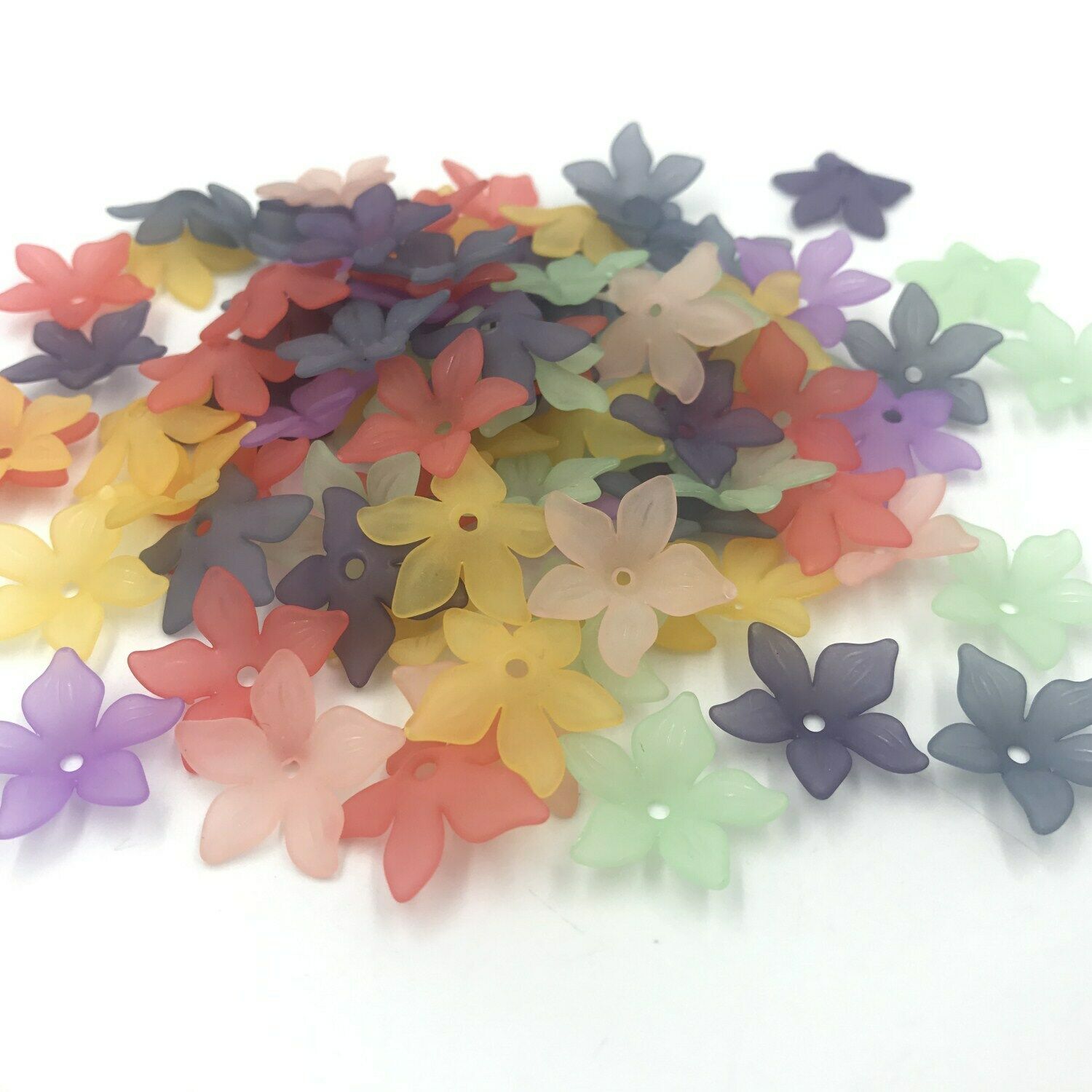 100pcs DIY Frosted Acrylic Flower Spacer Beads Beads Cap Jewelry Making 22mm
