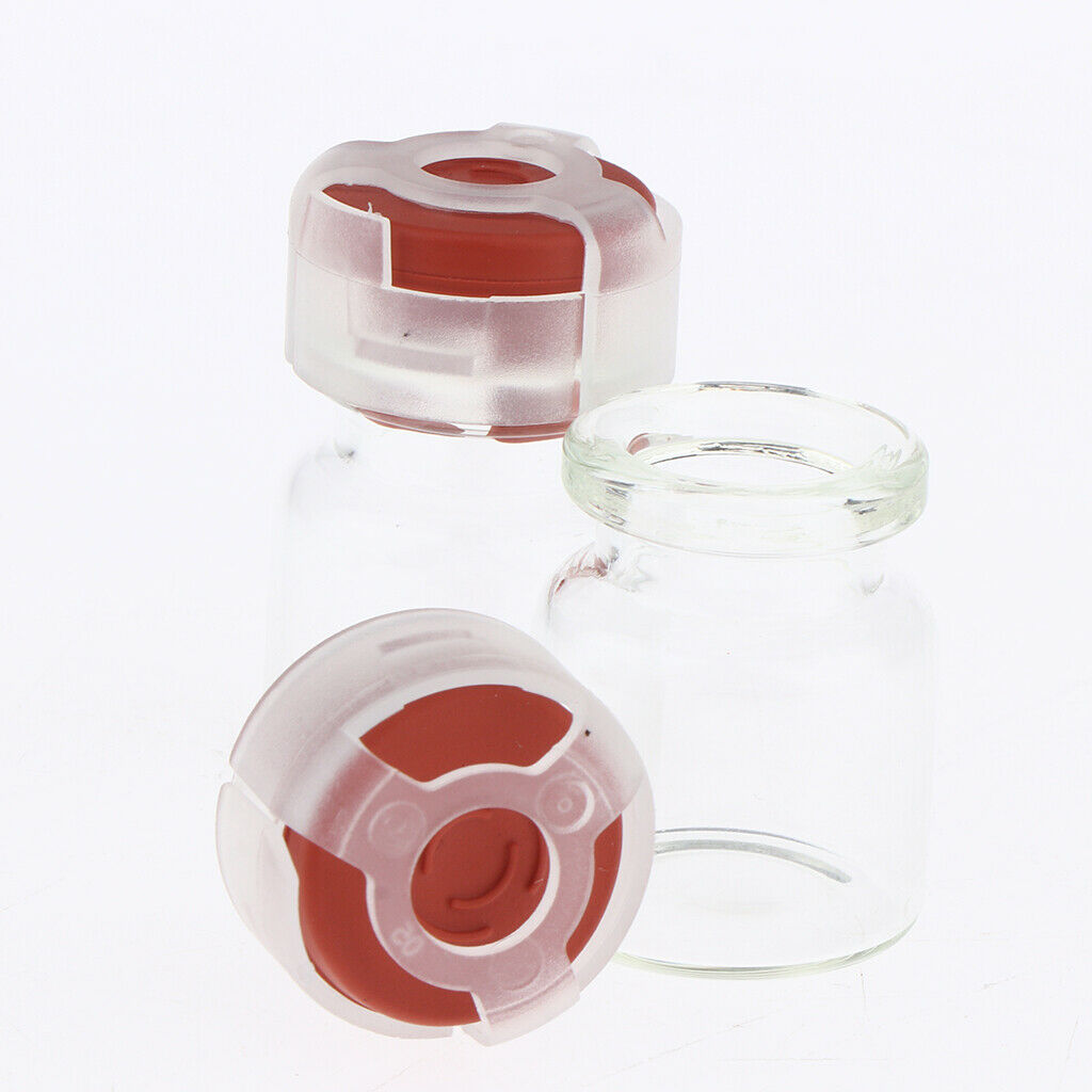 20Pcs Empty Sealed Sterile Serum Powder Vials Bottle Container Wine Red Lids