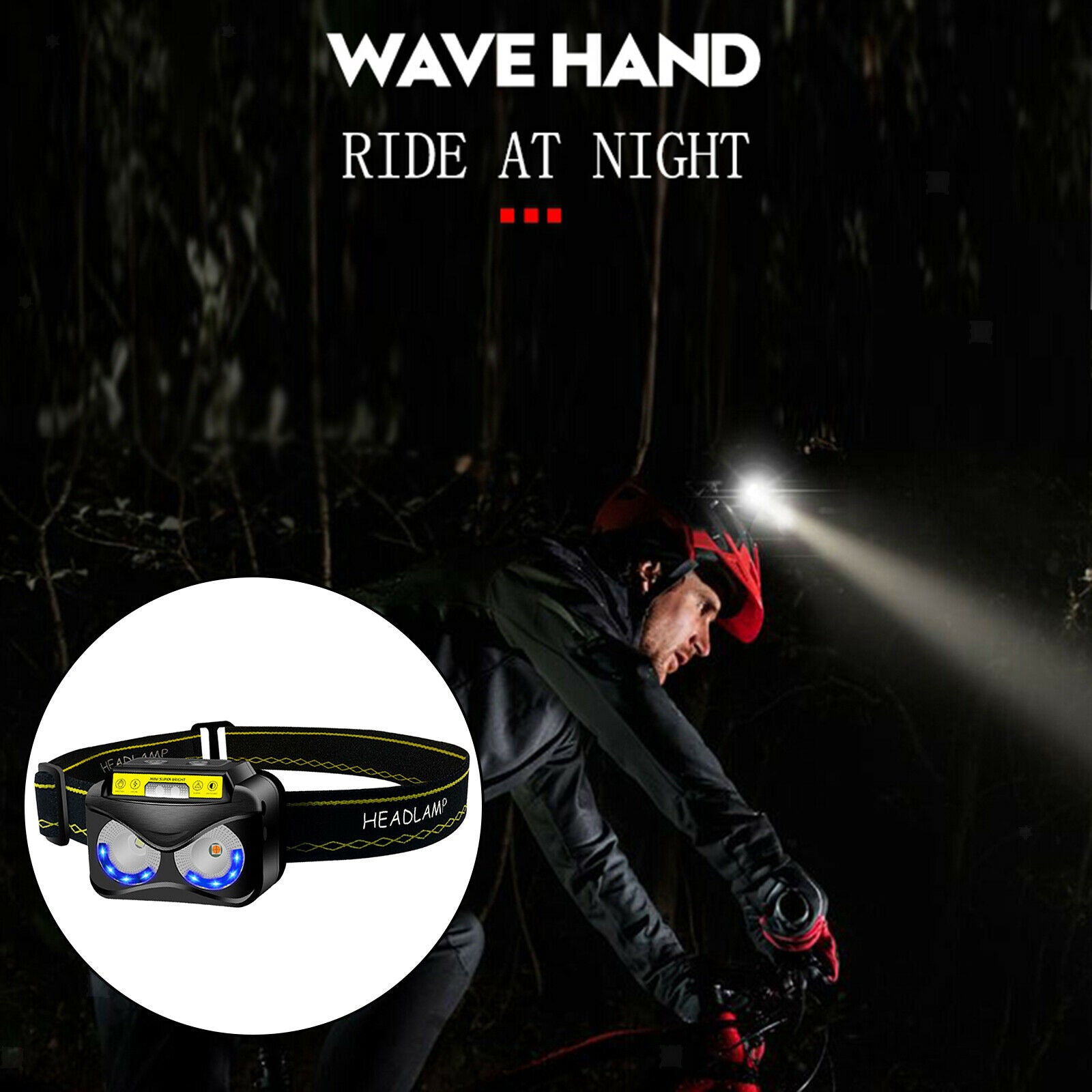 Rechargeable Headlamp Motion Sensor Mini Light Waterproof Lamp Headlight