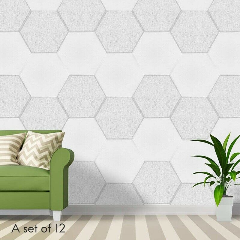 12 Pcs Hexagon Acoustic Panels Beveled Edge Sound Proof Foam Panels,Sound PrU6X4