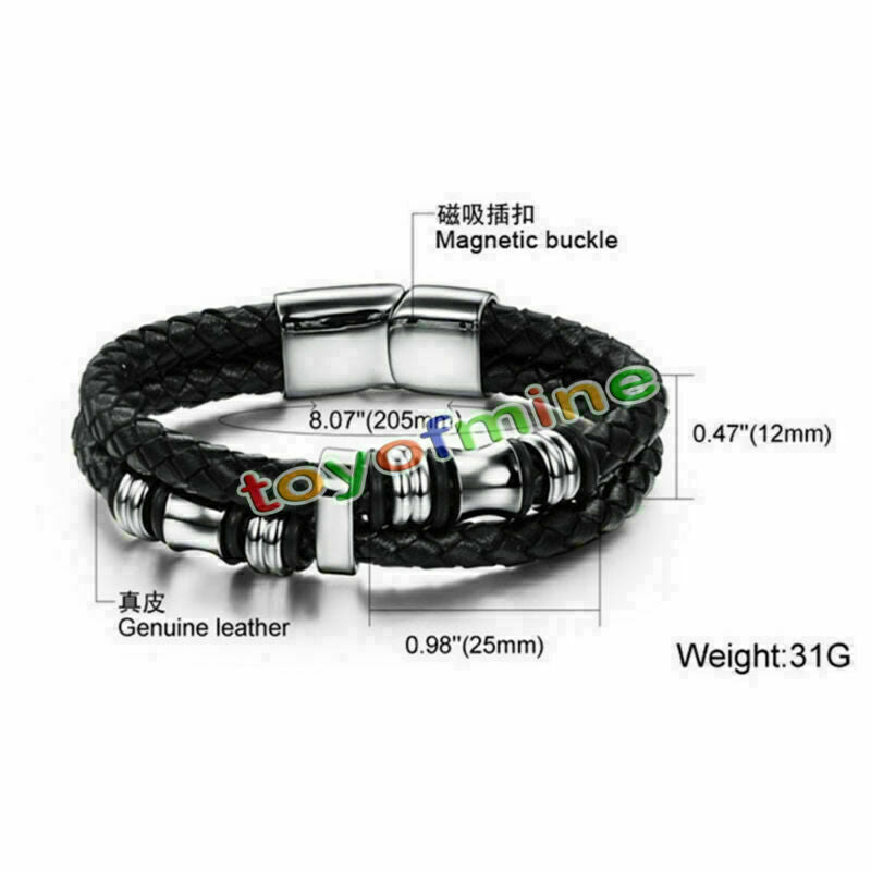 Men's Braided  Fashion Stainless Steel Cuff Bangle Bracelet Wristband AU