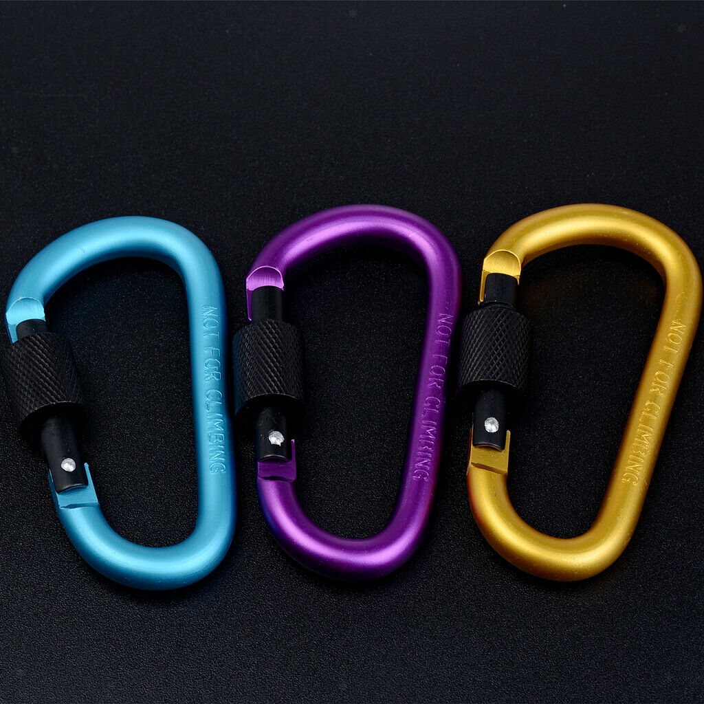 10Pcs D-ring Safty Metal Climbing Carabiner Buckle Snap Spring Clip Keychain
