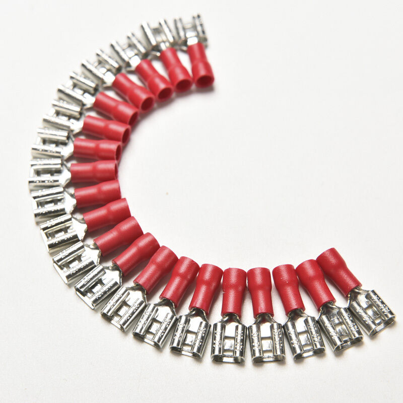 New 20 RED Female Insulated Spade Wire Connector Crimp Terminal 16-22AWG .l8