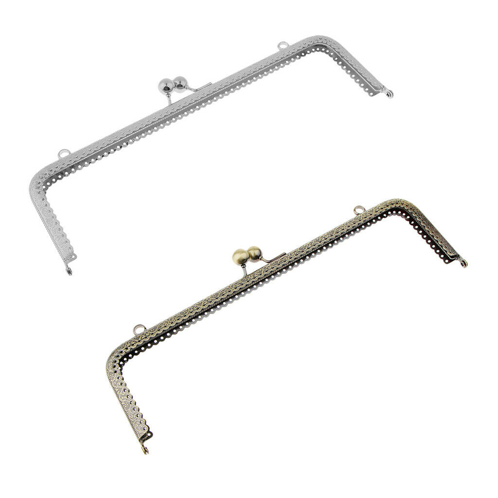 2x Clutch Metal Frame Kiss Clasp Purse Handle Coin Bag Wallet DIY Craft