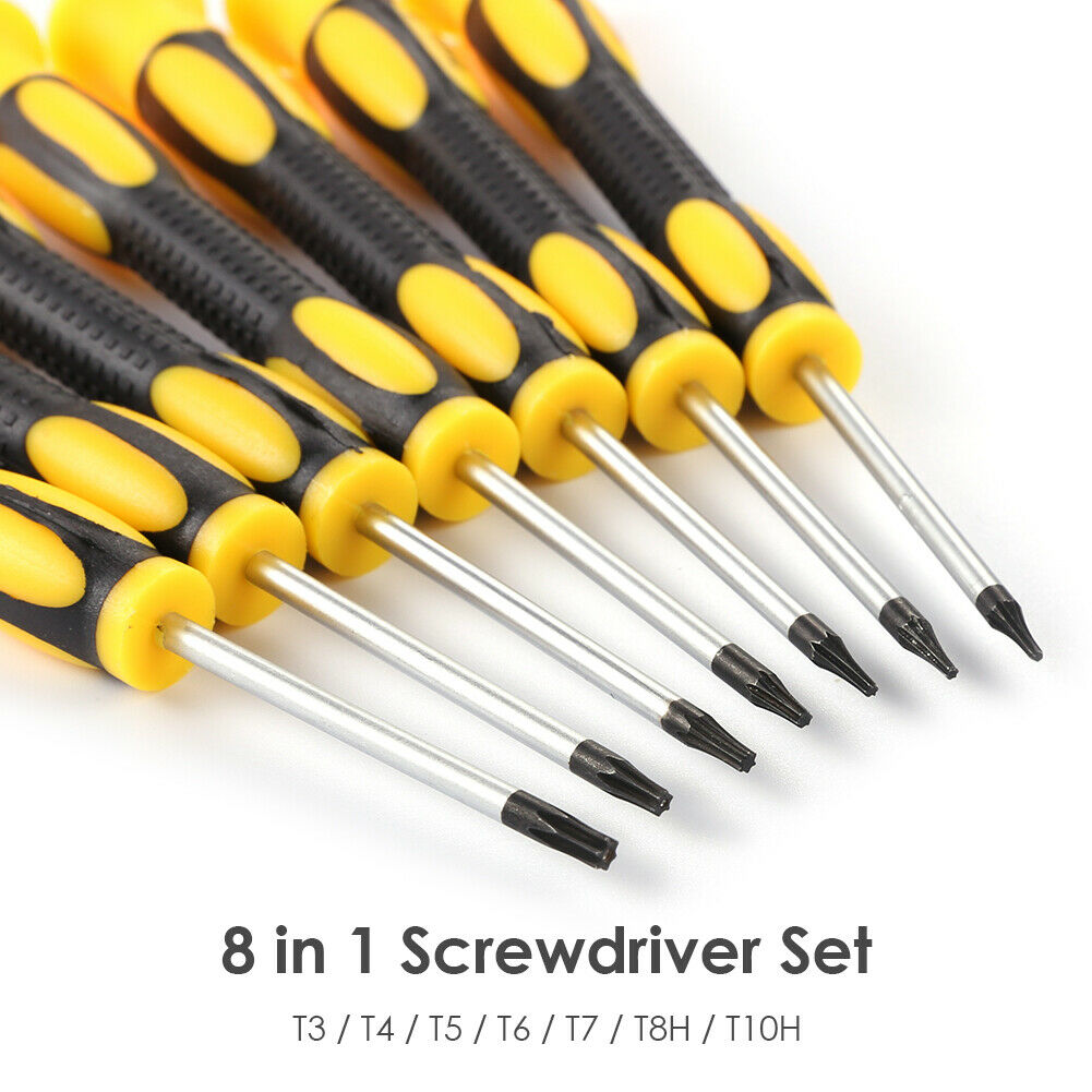 T3 T4 T5 T6 T7 T8H T10H 8 in 1 Screwdrivers Pry Bar Set for Switch Xbox360 @