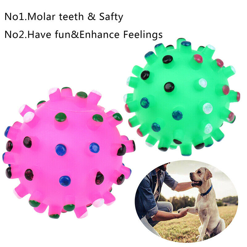 1×Pet Puppy Dog Cat Soft Chew Bite Sound Colorful Play Training Rubber Ba.l8