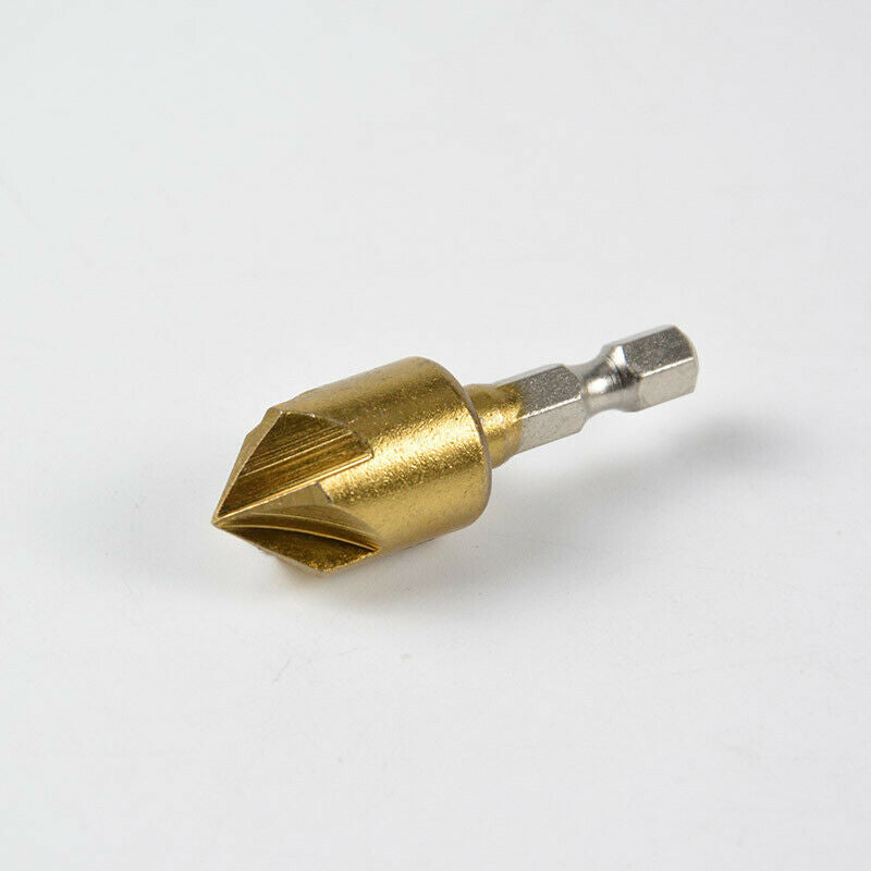 New 6Pcs/Set 90Â°Hex 5 Flute Drill Bit Set 6-19mm Counter Sink Chamfer Cutter