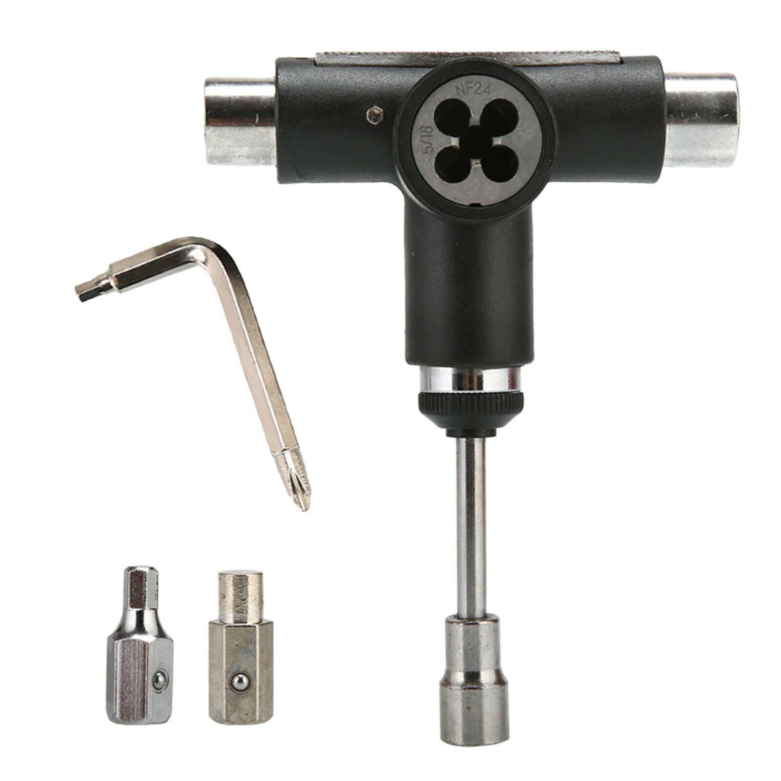 All In One Skateboard Roller Skate Longboard T Tool Wrench Spanner Black