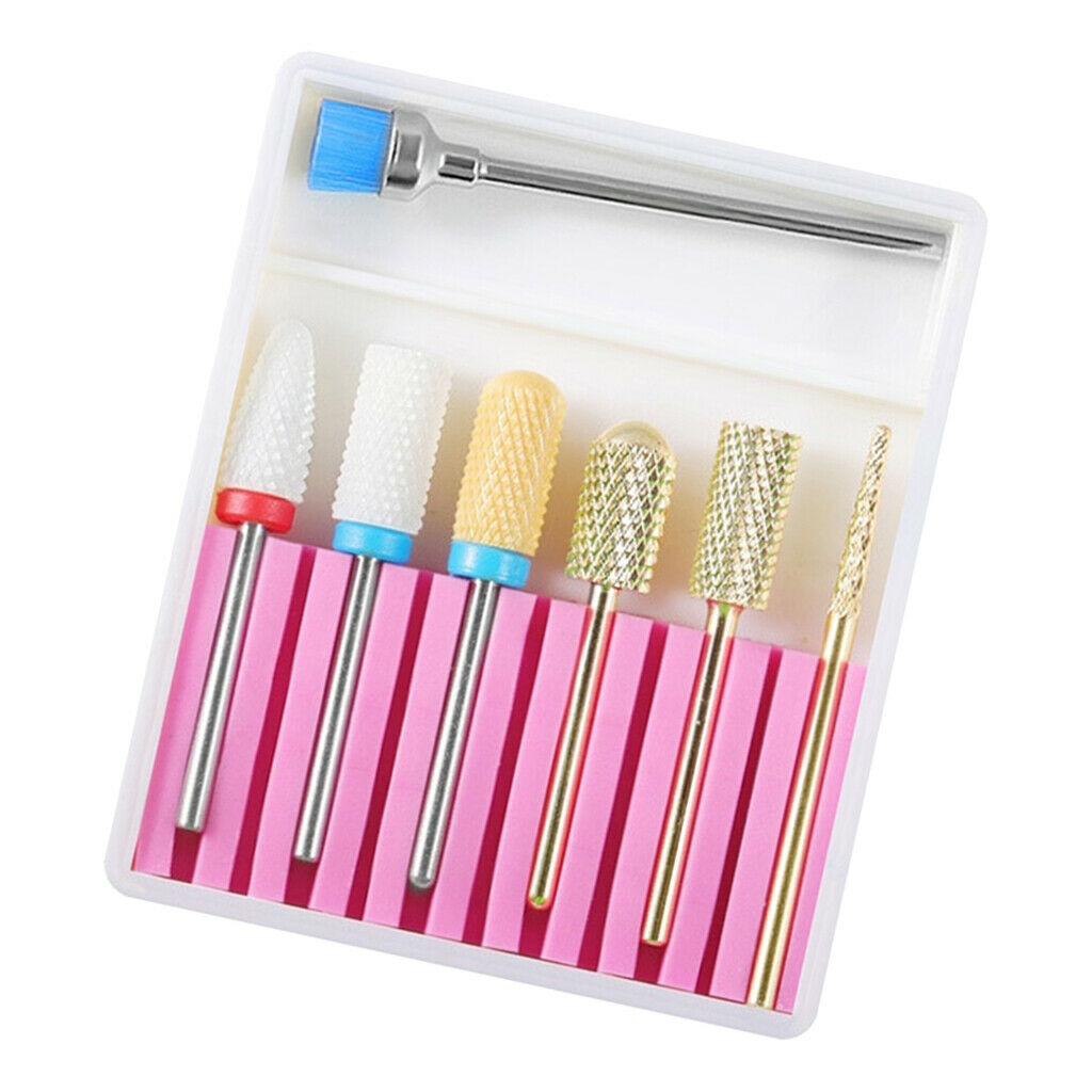 7 Packs Nail Drill Bits Set Electric Manicure Nails Files Bit with Brush 5