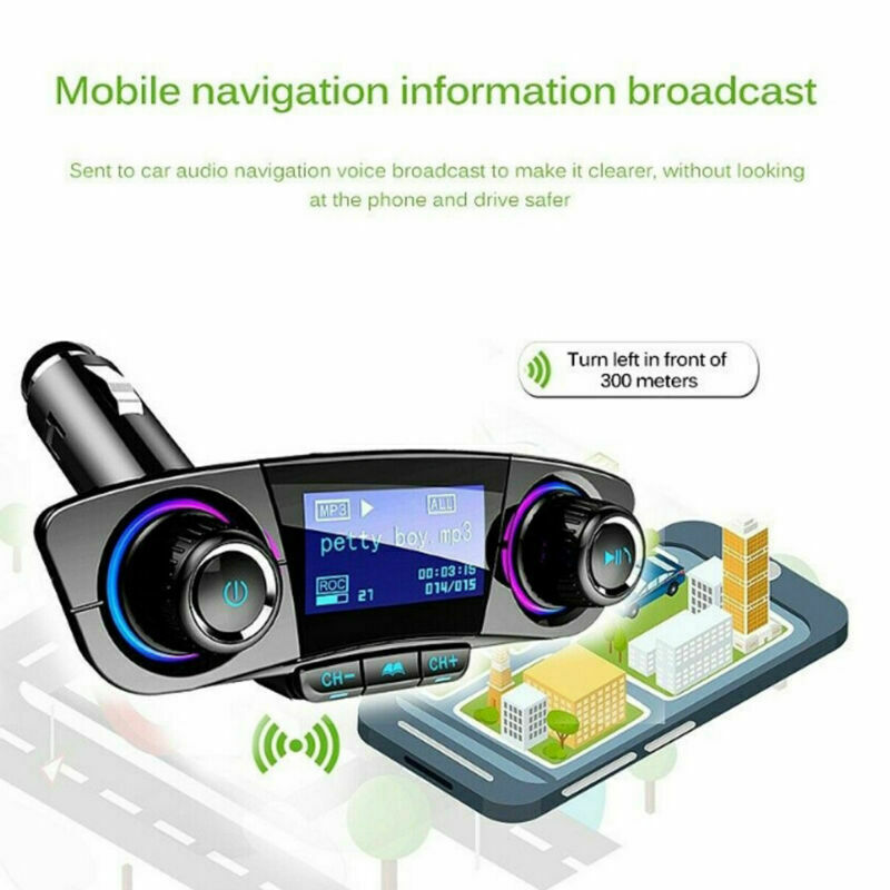 Bluetooth 5.0 Car FM MP3 Transmitter Player Hands Free Radio Adapter USB Charger