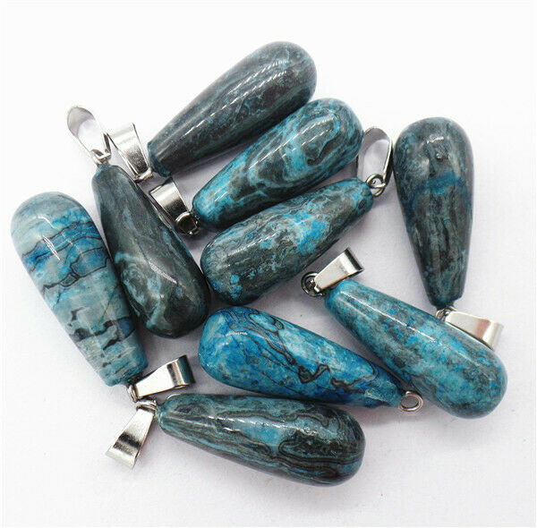 100Pcs 25x10mm  Wholesale Blue Crazy Lace Agate Teardrop Pendant Bead DIY HH8291