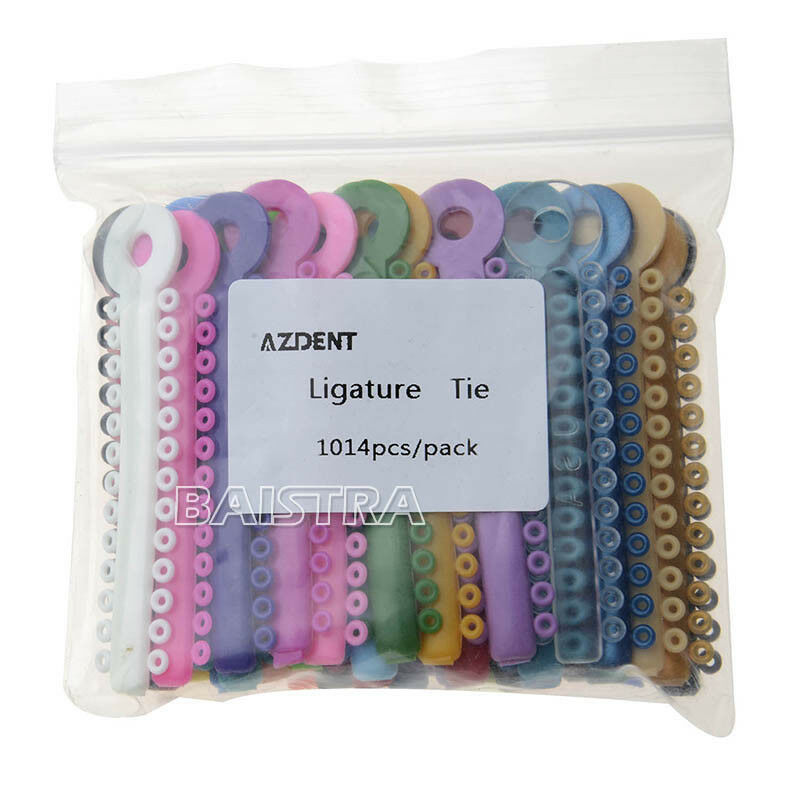 10Packs AZDENT Dental Orthodontic Multi-Colored Ligature Ties 1014PCS/Pack