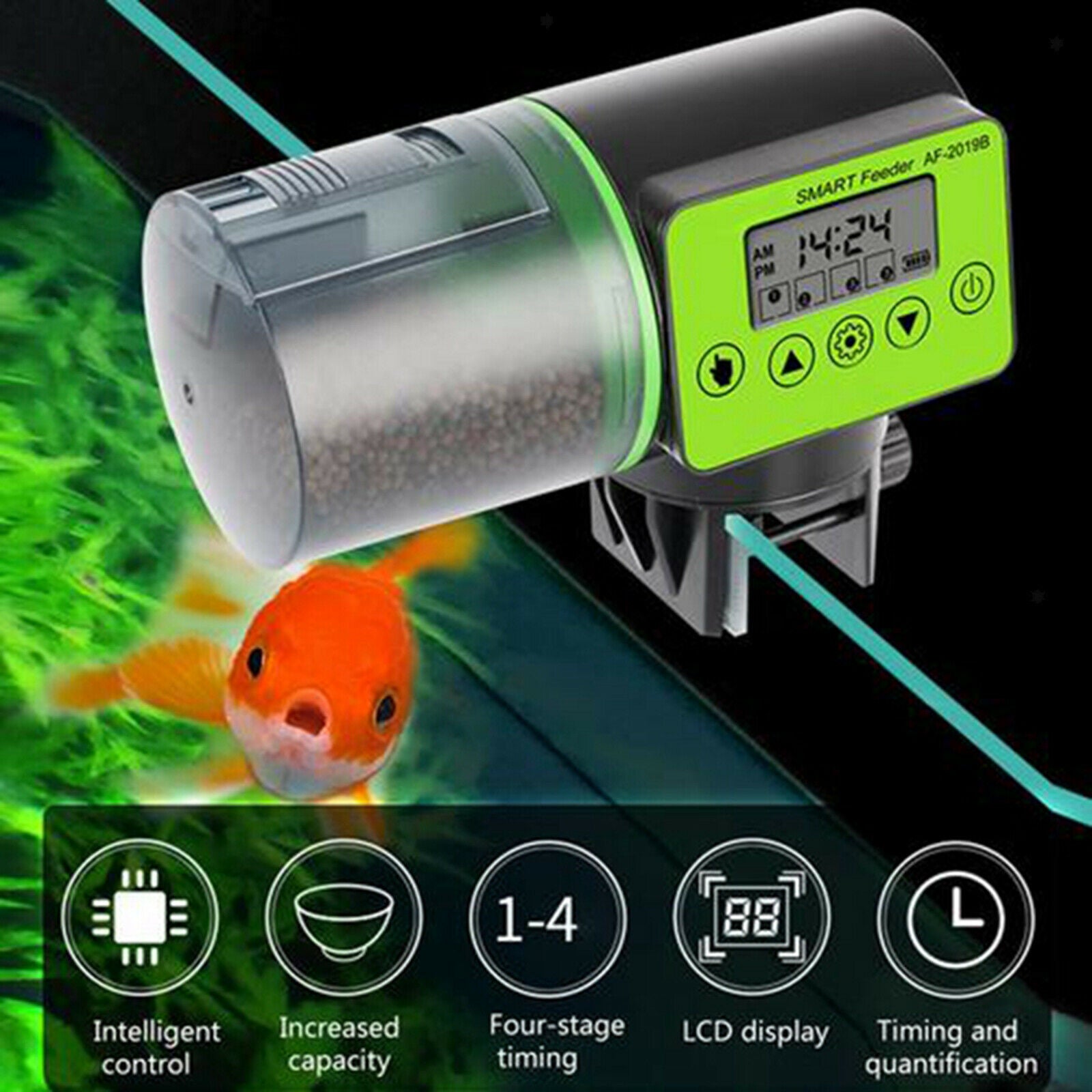 Automatic Fish Feeder 200ml Smart Timer Fish Food Dispenser Auto Feeding