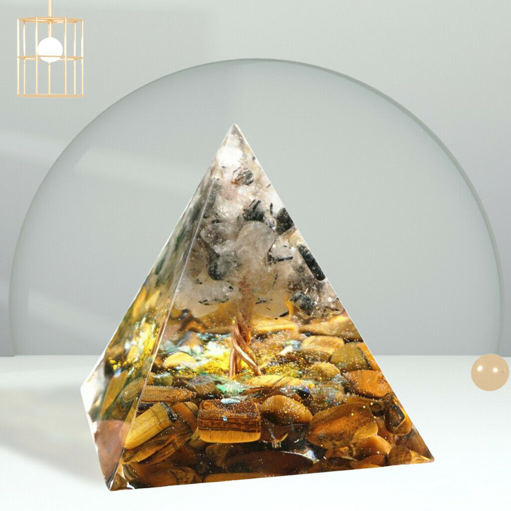 60mm Orgone Crystal Pyramid Ornament Moonstone Relieve Stress Office Decor