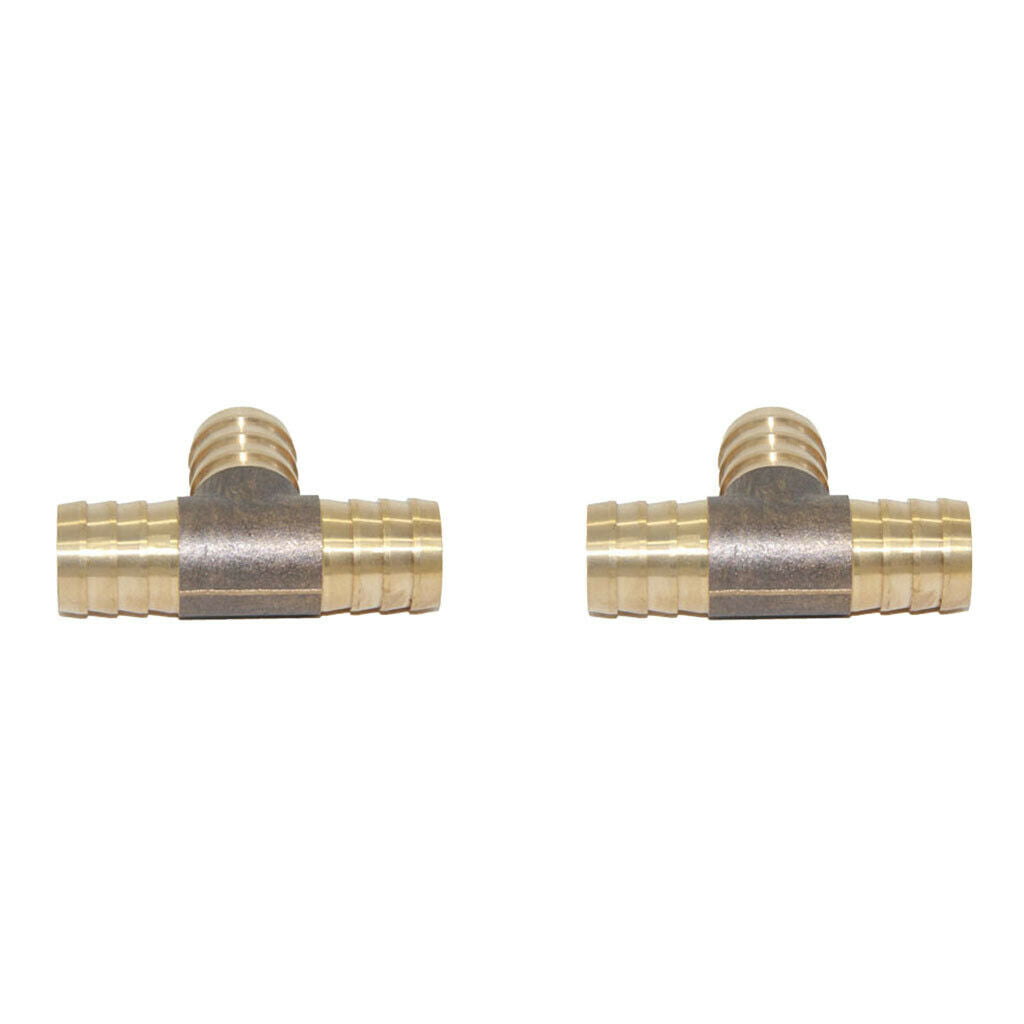 2-Piece Barbed Brass T Piece 3 Ways Tee Hose Fuel Hose Joiner Adapter 19mm