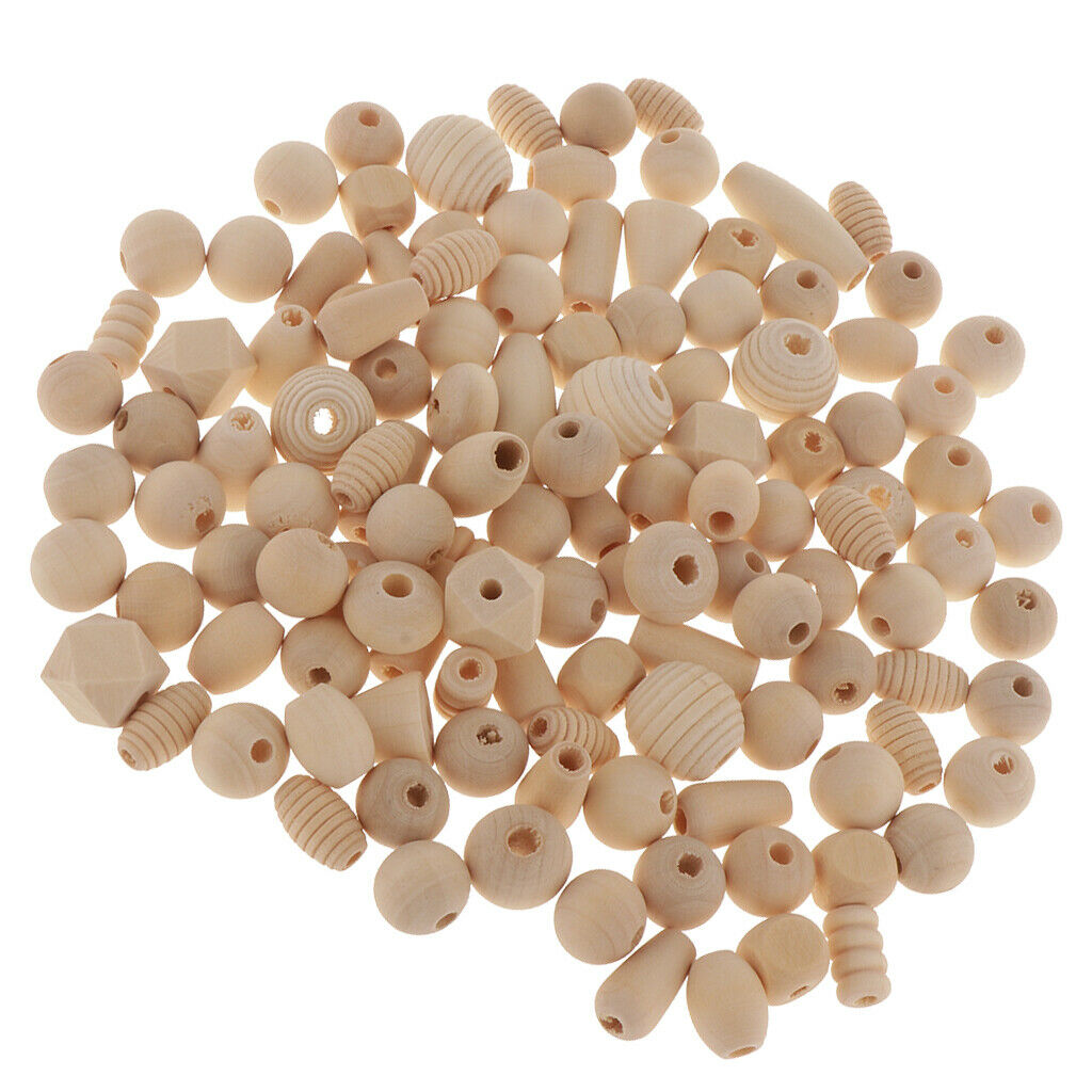 100g Natural Unfinished Wood Spacer Beads For Jewelry Making Craft Beading