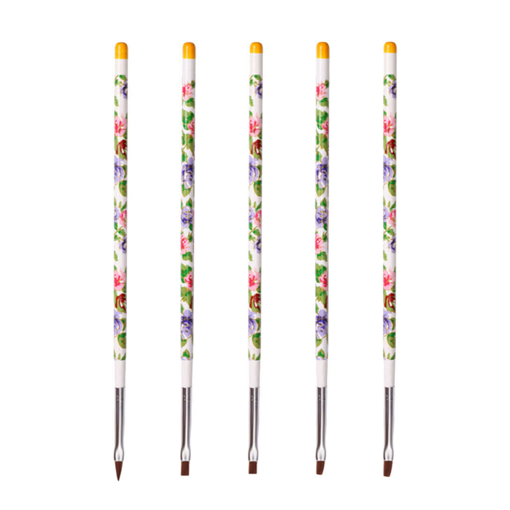 5 Pcs Nail Art Acrylic UV Gel  Design Painting Drawing Polish Brush