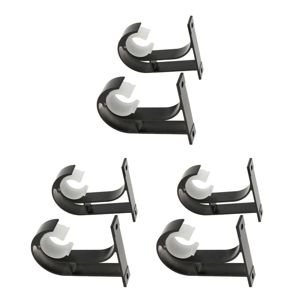 6 Pieces Curtain Brackets Wall Mounted Drapery Rod Holder Hardware Black