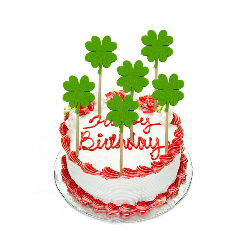 6 Pieces Four Leaves Cupcake Picks Cake Topper Birthday Party Baking Accessories