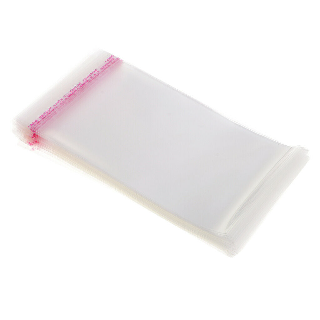 Self Sealing Peel & Seal OPP Clear Plastic Cellophane Cello Bags 100x 8x12cm
