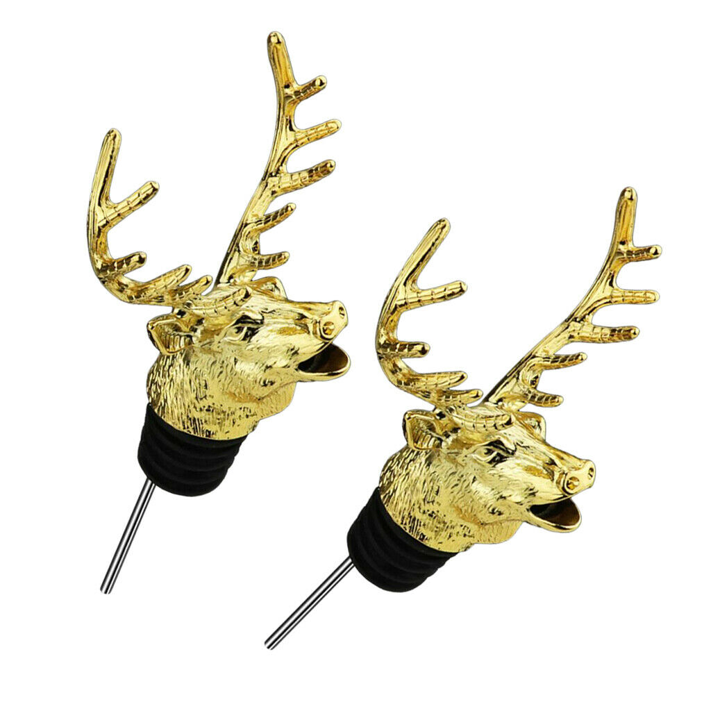 2 Pieces Metal Golden Creative Wine Bottle Caps Aerators Pourer Stopper Bar