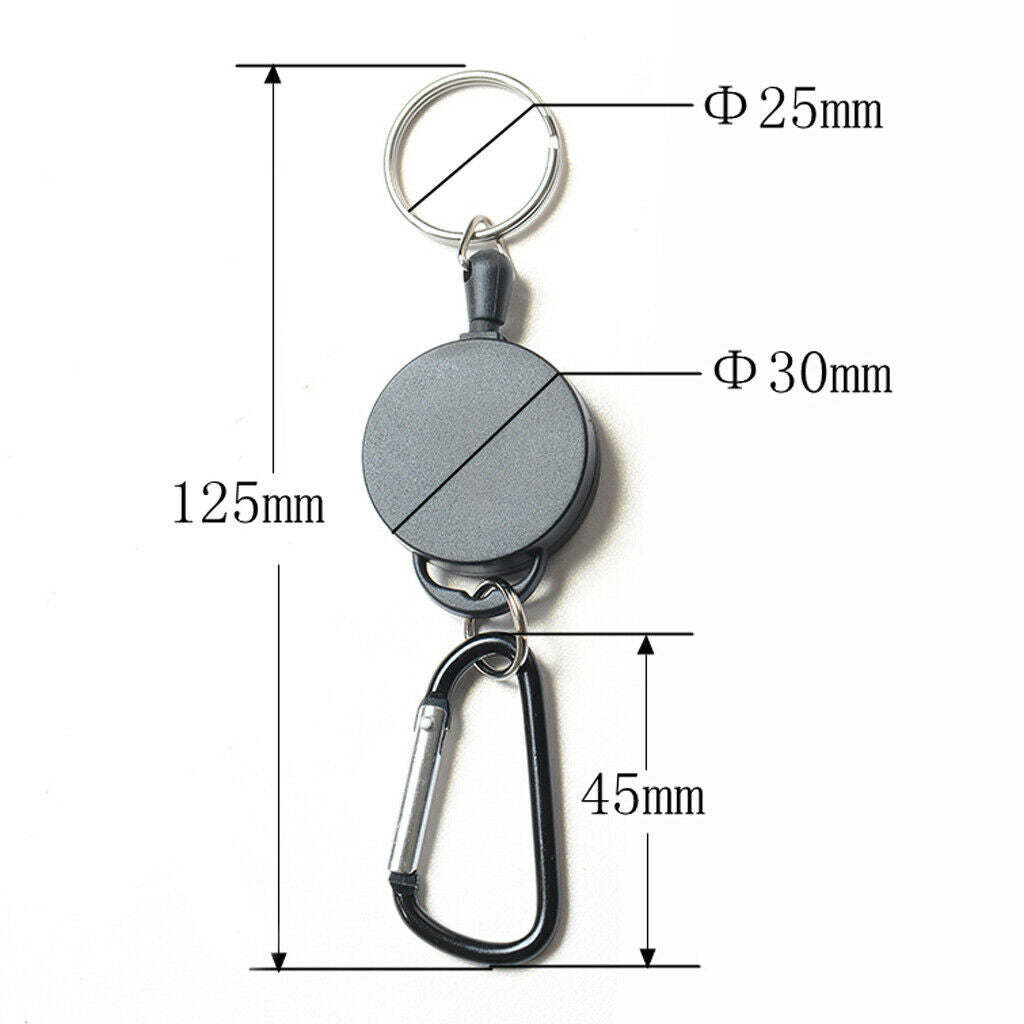 2 Pack Retractable Keychain Hiking Belt Clip Carabiner Durable Split Ring