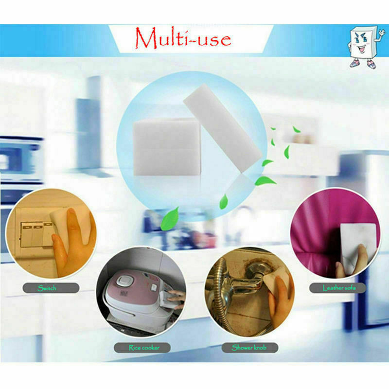 100PCS Large Magic Cleaning Eraser Sponge White Foam Bathroom Wall Cleaner Pads.