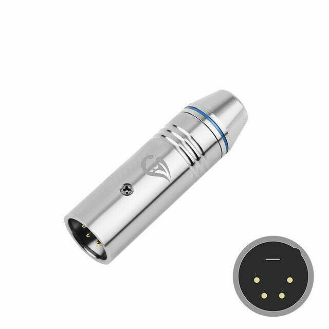 1PC 4Pin XLR Speaker Stainless Steel Plug Cannon Male Wire Connector Blue
