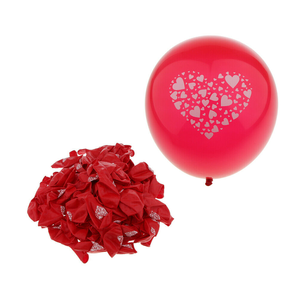 100 Pieces Hearts Printed Latex Balloon Wedding Engagement Party Decor Red