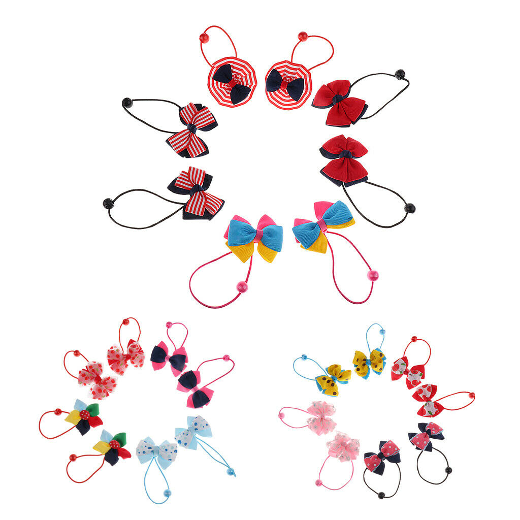 8 Piece Baby Girls Hair Bow Elastic Ties Ponytail Holders Hair Bands Style 3