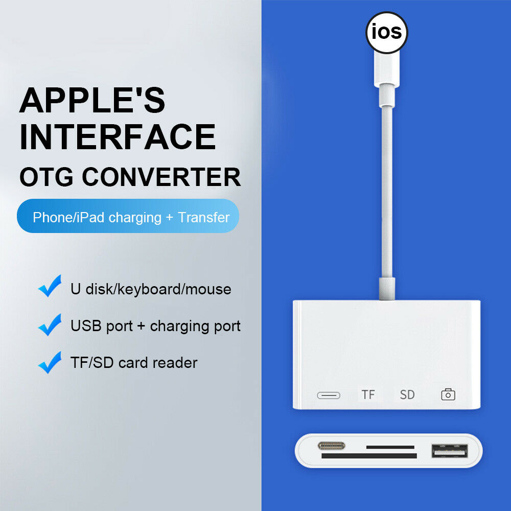 USB OTG Converter, SD/TF Card Reader, Plug and Play for iPhone12/11Pro/XsMax/XR