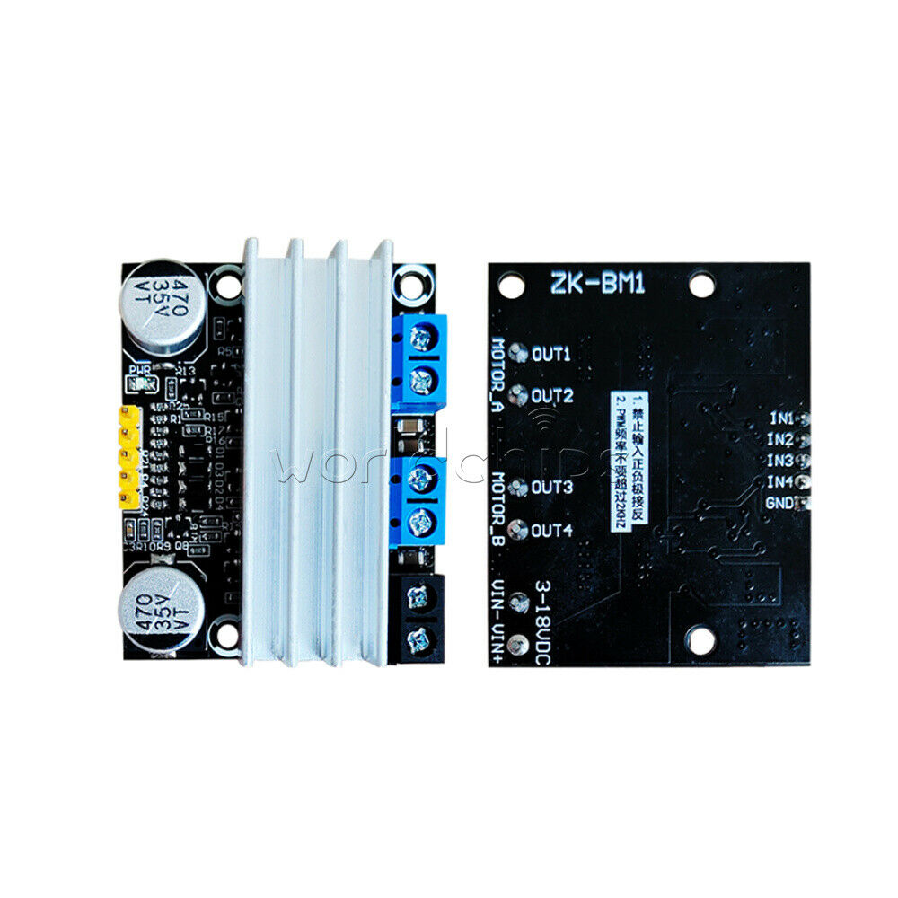 10A 2 Channel H-bridge DC 3-18V Motor Drive Module PWM Adust Speed Dimming
