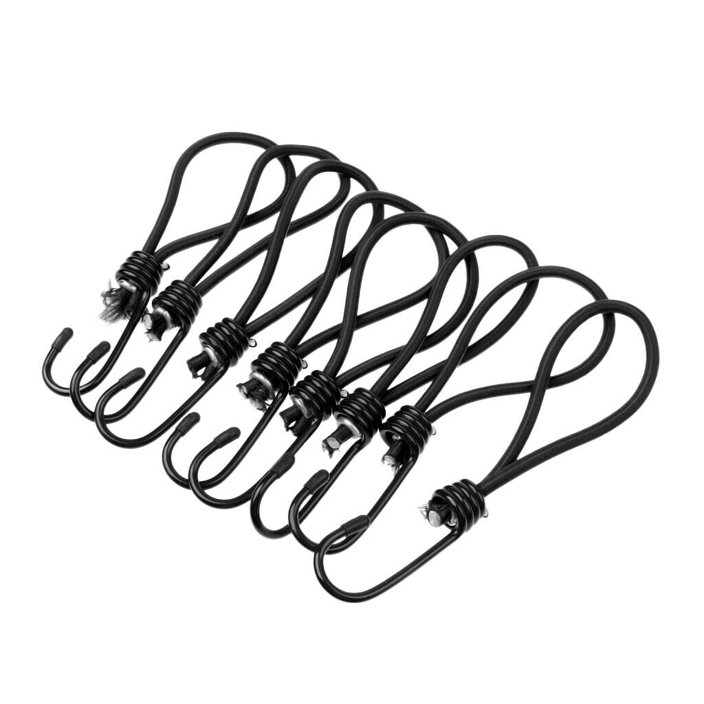 8 Pieces Bungee Hook Tie - Tarpaulin Bungee Stretch Cord Straps Black