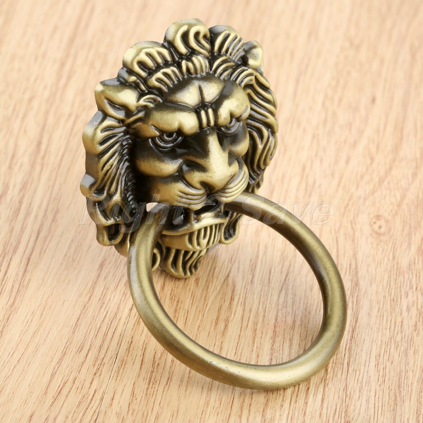 Metal Lion Head Furniture Cabinet Knobs Ring Dresser Drawer Door Pull Handle