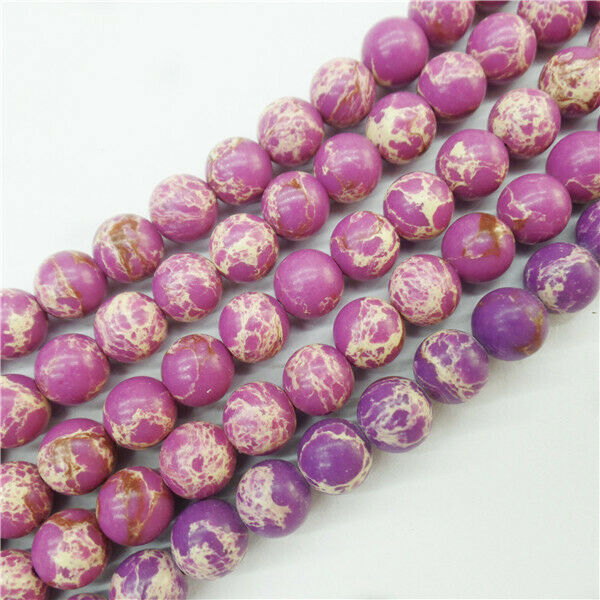 1 Strand 8mm Purple Sea Sediment Jasper Round Ball Loose Beads 15.5inch HH9026
