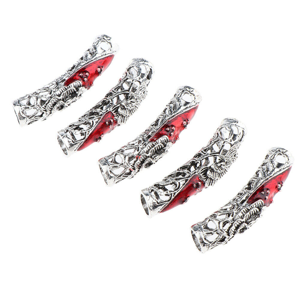 5Pcs Dreadlock Bead Twist Braid Jewelry Tube DIY Bracelet Beard Hair Pendant