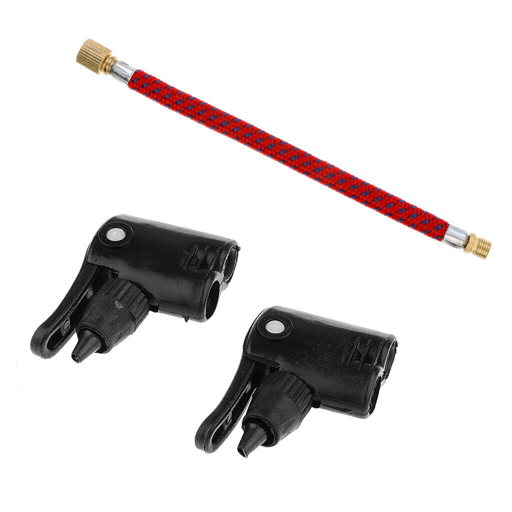 Bicycle Bike Tire Tyre Inflator Dual Head +Pump Extension Hose Inflator Tube