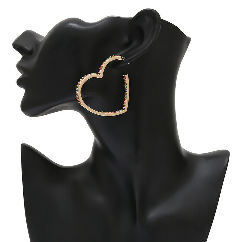 Fashion Crystal Rhinestone Heart Earrings Drop Dangle Earrings Women Jewe.l8